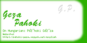 geza pahoki business card